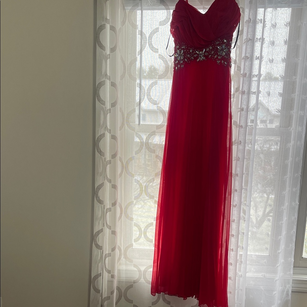 B Darlin Strapless Red Gown